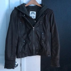 brown faux leather jacket